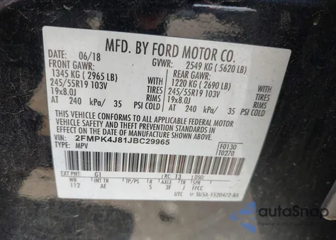 2018 Ford Edge Sel from USA, damaged, VIN 2FMPK4J81JBC29965